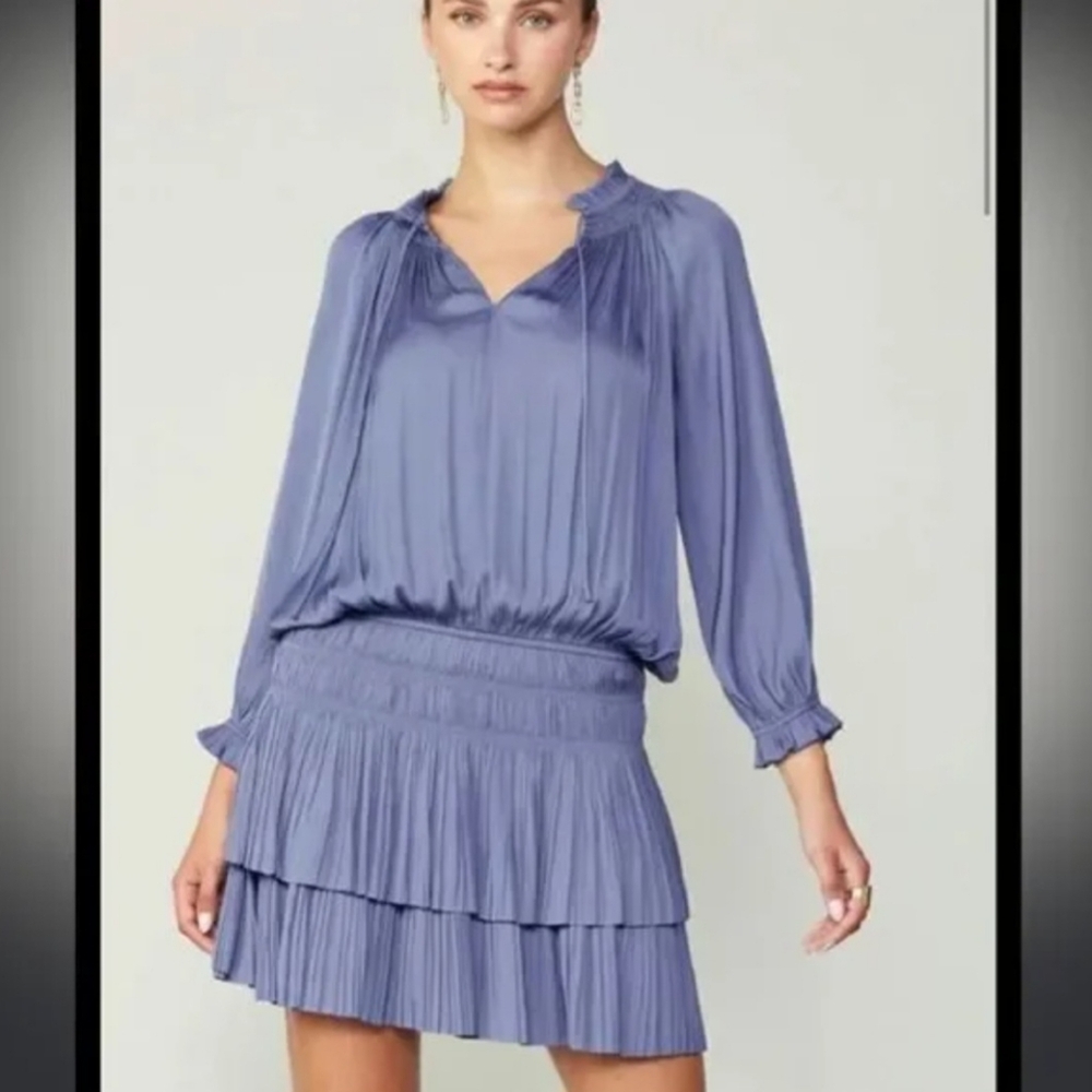 ANTHROPOLOGIE | CURRENT AIR Aurelie Lilac Pleated Tiered Smocked Ruffle Dress XS